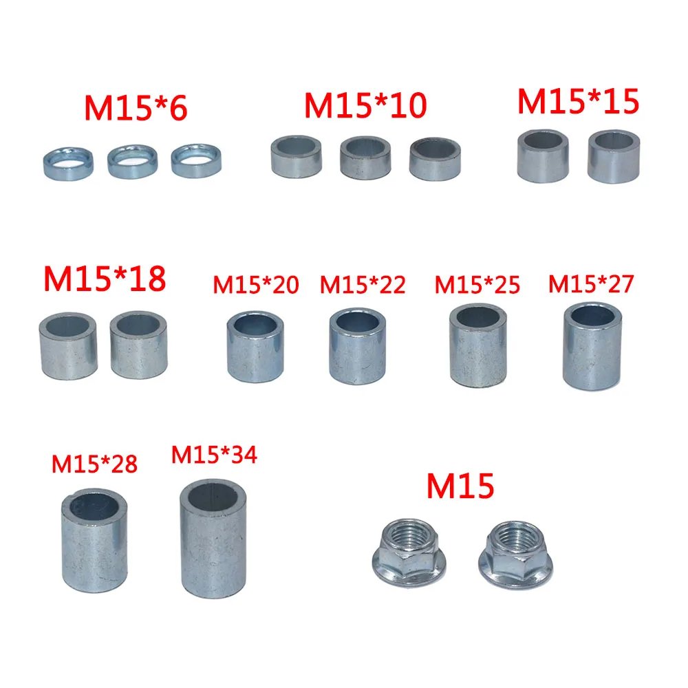 Kit de arandelas y espaciadores para eje de motocicleta, M12 x 25 unidades, M15 x 18 unidades, reductor de 15 mm a 12 mm x 4 unidades, para motocicletas de cross, motos de competición y motocicletas eléctricas.
