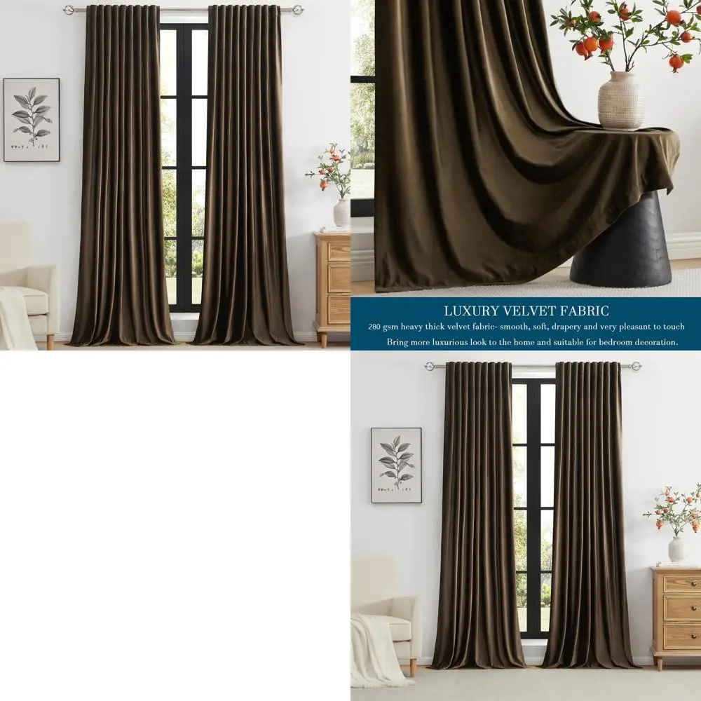 

Плотные бархатные шторы из полиэстера, длина 102, набор из 2 панелей, затемняющие шторы для тяжелой комнаты для гостиной и спальни