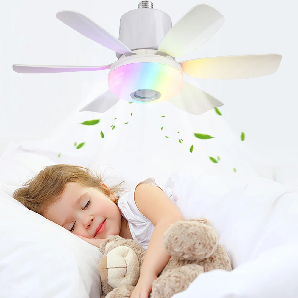 

Socket Fan Light with Remote Socket Ceiling Fan Adjustable Wind Speed LED Light Fan Dimmable Timing Wireless Fan for Dining Room