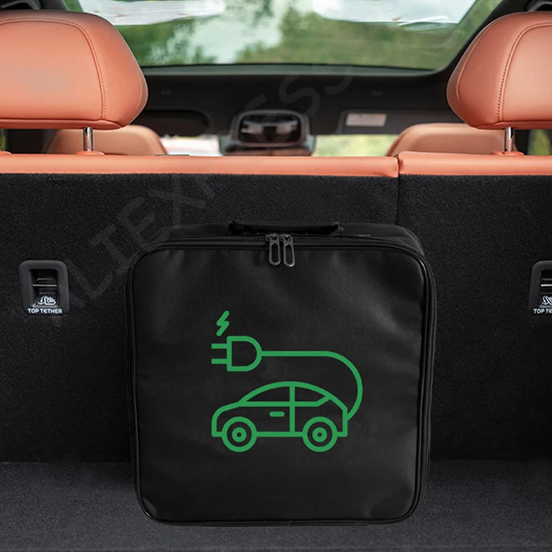

Portable Handled Bag for Electric Vehicle, Charger Cable; Sturdy Waterproof Cable Storage Tote.