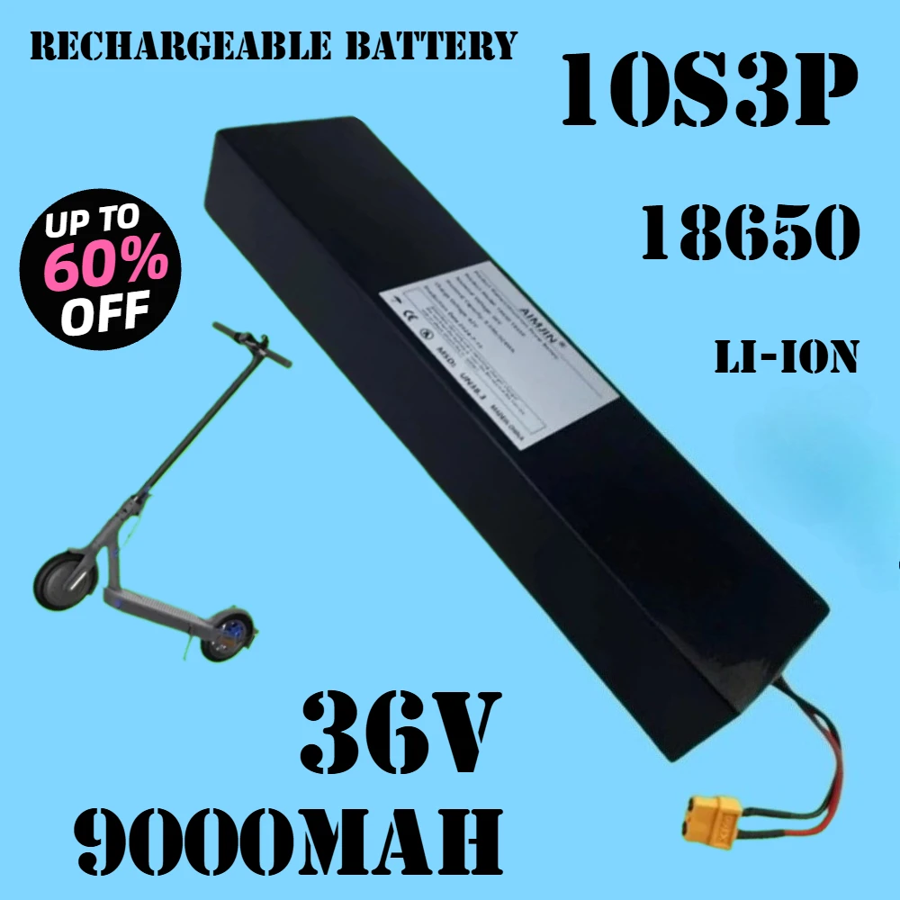 

9000mAh 10S3P 36V 18650 rechargeable lithium-ion battery 500W built-in BMS Suitable for KUGOO S1, S2, S3 Electric Scooters