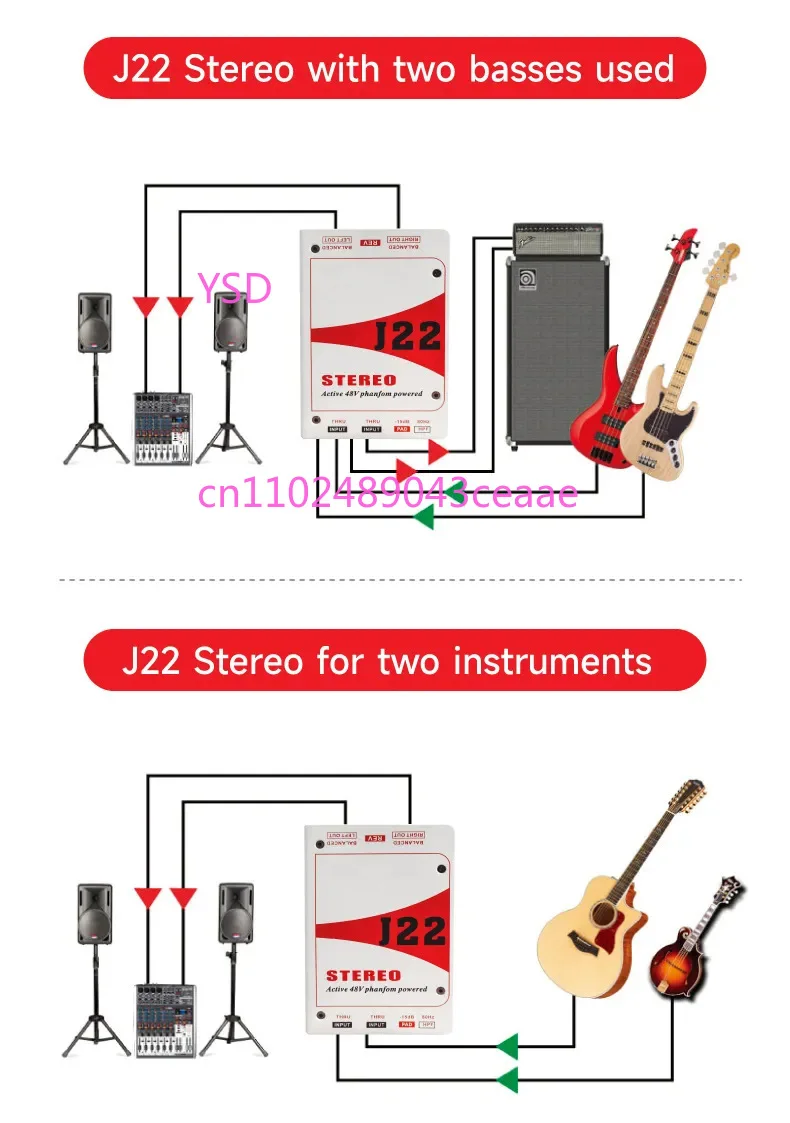 GAZ-J22 مباشرة من الشركة المصنعة ستيريو احترافي ثنائي القناة 48 فولت قوة فانتوم اتصال نشط صندوق DI الصوتي #5