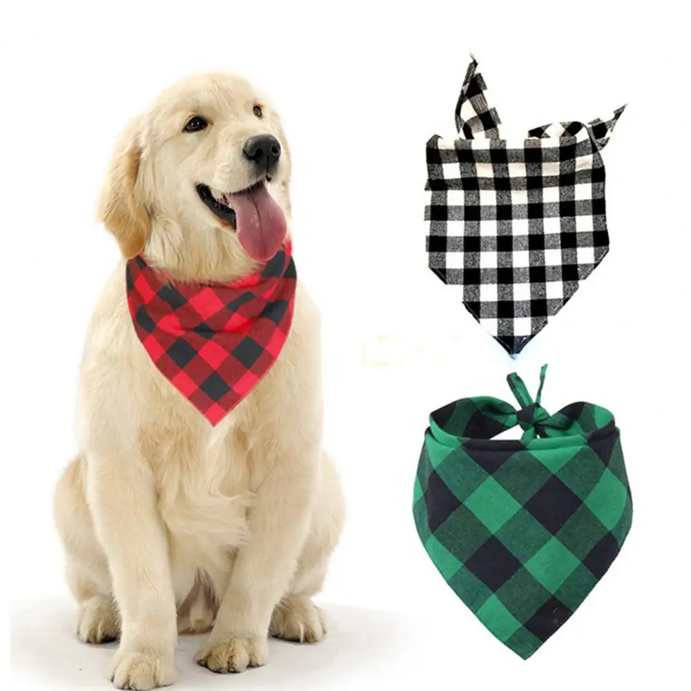 

Dog Bandana Plaid Pet Bandana Dog Bib Scarf Adjustable Triangle Towel Washable Dog Triangle Scarf For Small to Medium Puppy Cat