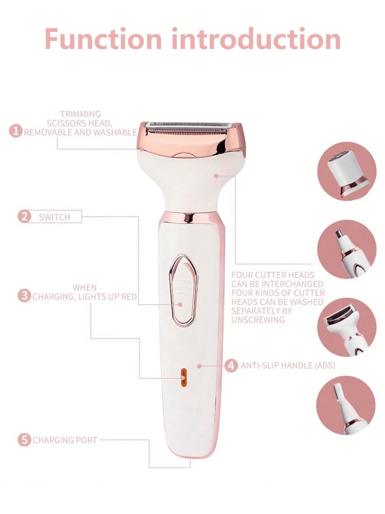 New Women's  Nose Hair Removal Machine - Nose Hair Trimming, Shaving, Sideburns, Eyebrows, Four In One Multi Functional Set - Sh