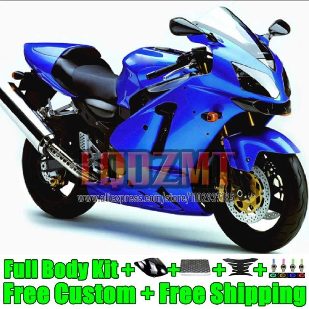 Body+Tank For KAWASAKI NINJA ZX 12R 1200CC 58No.45 glossy blue ZX12R 2002 2003 2004 2005 2006 ZX-12R 02 03 04 05 06 OEM Fairing