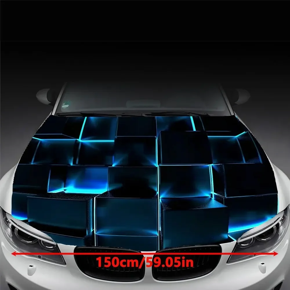 Checkered Pattern Car Hood Sticker High-Quality Vinyl, Fit For Cars & Trucks, Weather-Resistant Protective Decal, Easy DIY Insta