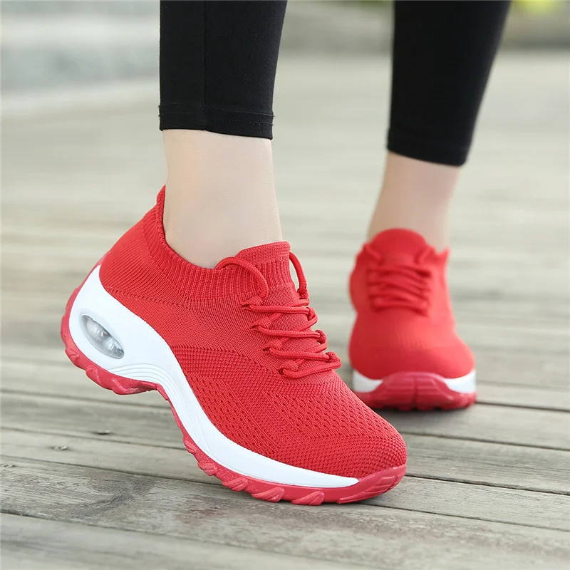 Fashion Women's Shoes Lightweight Cushioning Mesh Spring Women's Sports Shoes Women's Non slip Running Walking Platform Shoes