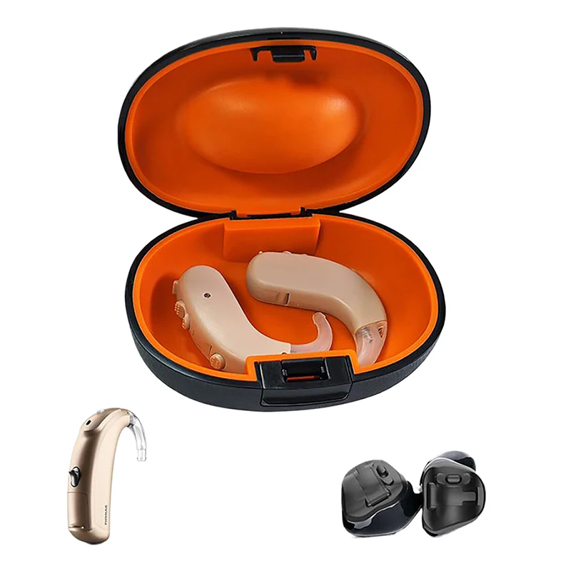 

Portable Hearing Aid Hard Case Waterproof Hearing Aid Protective Storage Box Black For Outdoor Travel Hearing Aid Carrying Case