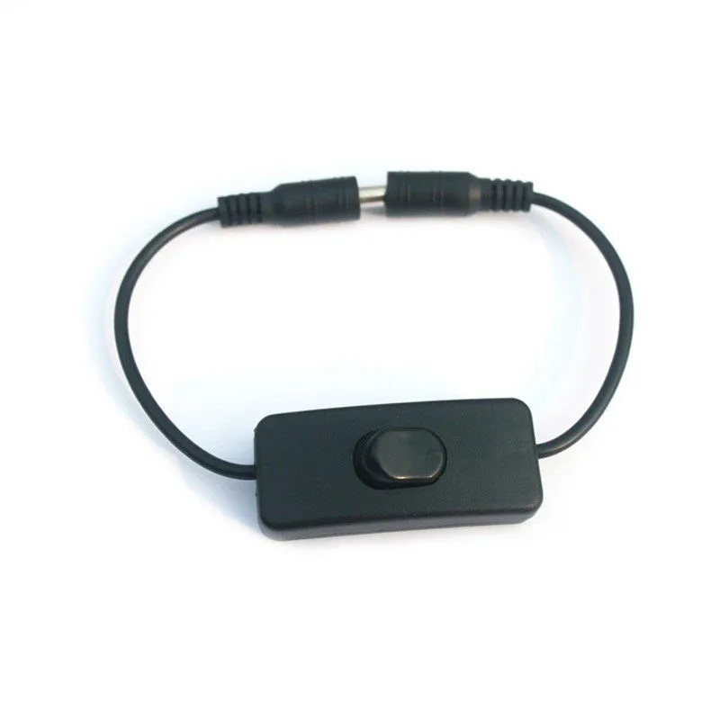 DC 303 Button Switch Power Supply Connector Cable Male to Female On Off Power Cable 5.5*2.1mm Jack Wire 2A 5V for CCTV LED B5