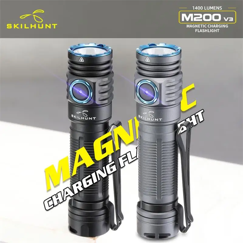 

SKILHUNT M200 V3 1400 Lumens 18650 Magnetic USB Rechargeable LED Flashlight Outdoor Bright light Camping Hiking Cycling Fishing