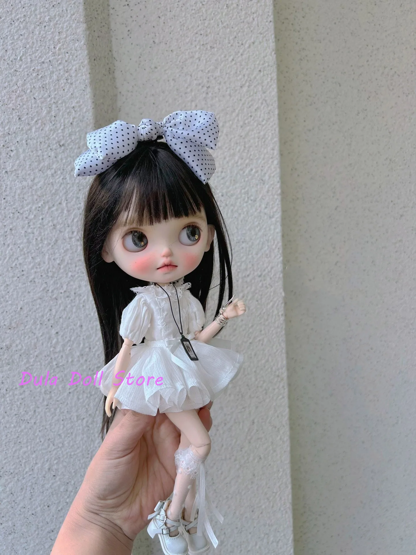 

Dula Doll Clothes for Blythe Polka dot bow white dress set ob24 ob22 Diandian Azone Licca ICY JerryB 1/6 Doll