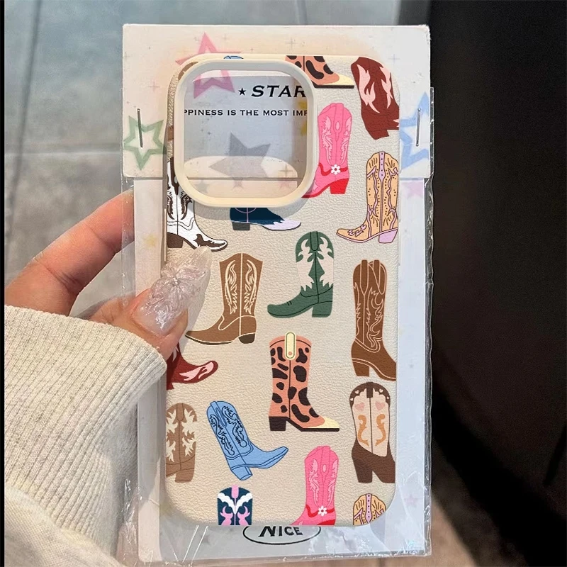 

Western Cowboy Boot Pattern Phone Case For Samsung Galaxy S26 S25 FE S24 Ultra S23 Plus S22 S21 A16 A15 A26 A36 A56 Bumper Cover
