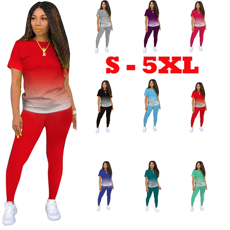 

Women's Fashion Women's 2 Piece Set Jogging Suit Casual Pullover Tracksuit Sportswear Long Pants Summer Outfits Large Size