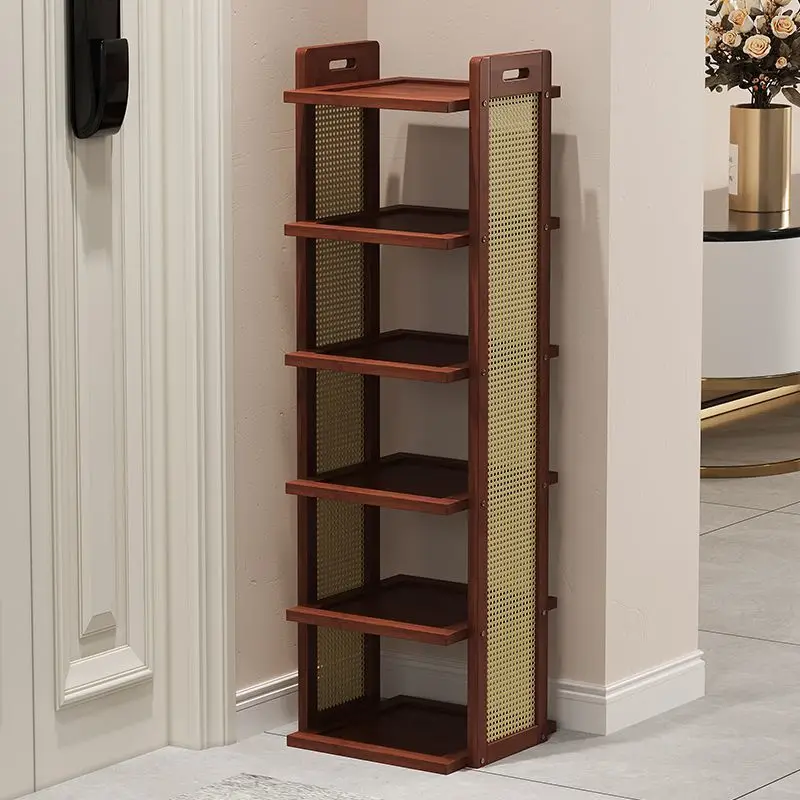 Multi-Layer Storage Shelf Bamboo Floor Standing Bookshelf Narrow Small-Space Organizer Living Room Tea Rack Under-Desk Shelf
