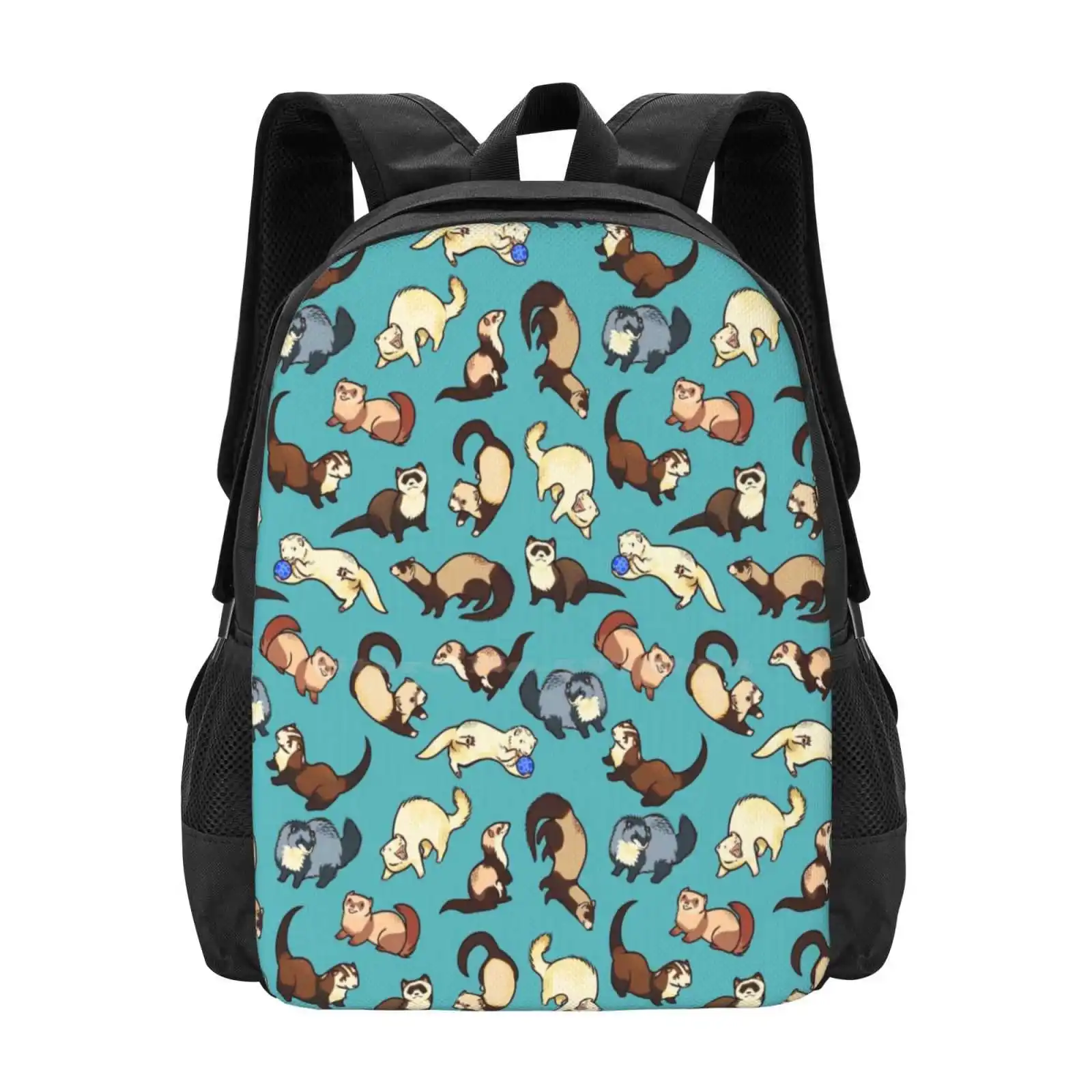 Cat Snakes In Blue Fashion Pattern Design Travel Laptop School Backpack Bag Ferrets Patterns Cute