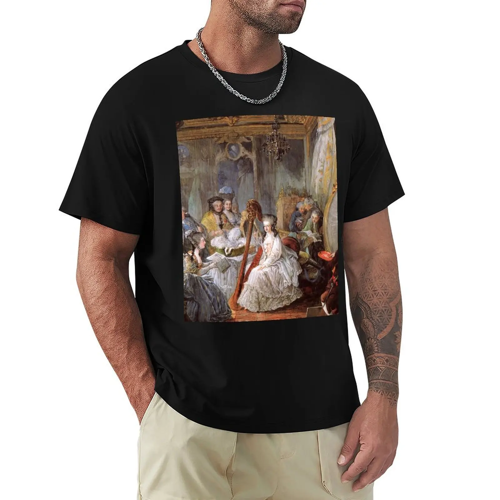 María Antonieta tocando la arpa en la Corte Francesa - Camiseta de Jean-Baptiste André Gautier-Dagoty