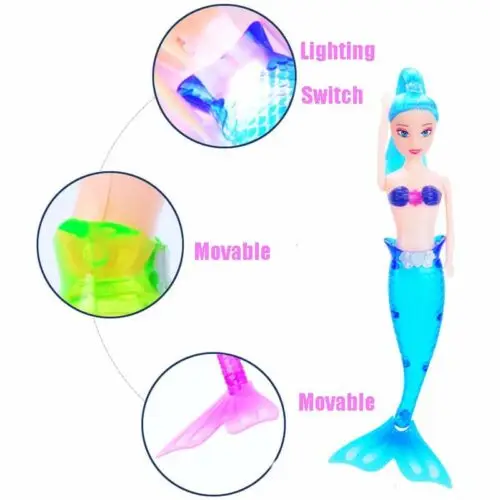 HOT SALE New Hot Selling High Quality Waterproof LED Light Swimming Mermaid Doll Kid Girls Toy Bath Swimming Pool Color Random