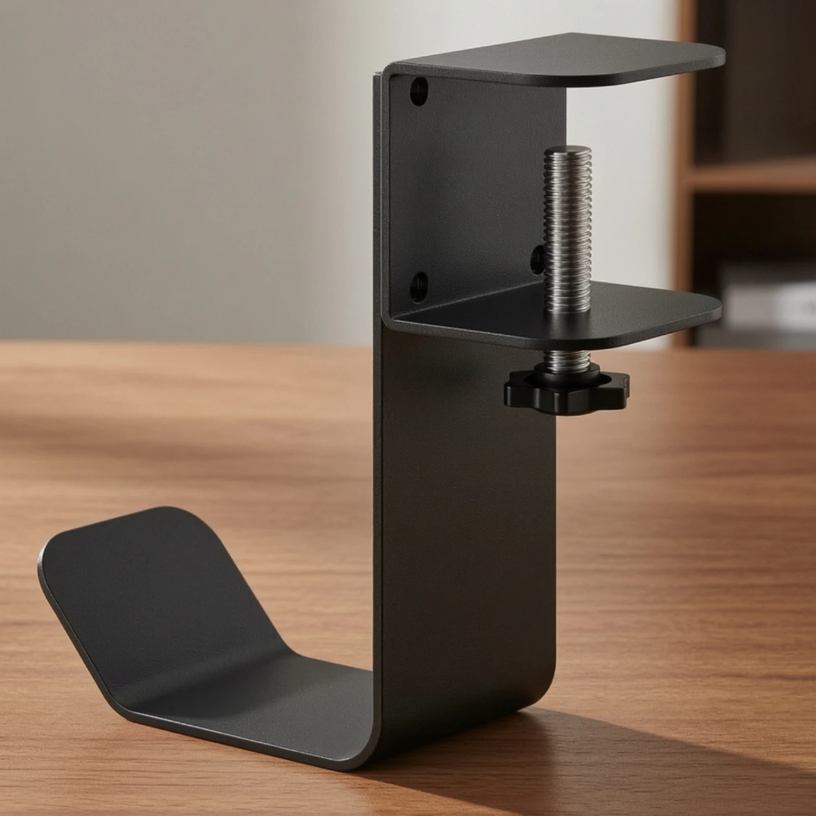 Cast-Iron Desk Hanger with Clamp Adjustable Desktop Clamp Hanger L-Shaped Desk Hook with Support Platform Heavy Duty Easy to Use