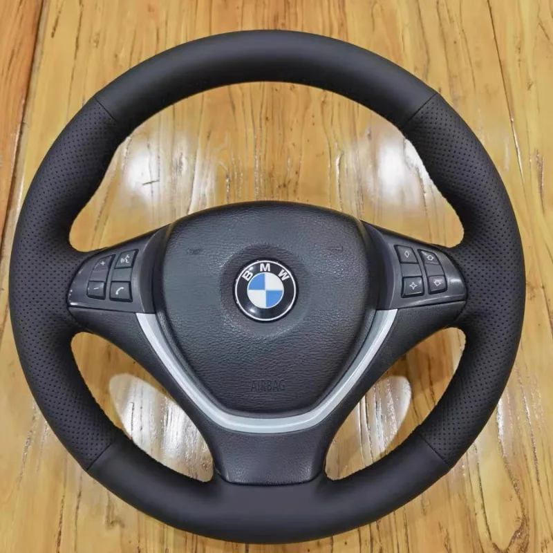 For BMW E70 X5 2006-2013 E71 X6 2008-2014 Hand Stitched Non-slip Car Steering Wheel Cover Braid Genuine Leather Car Interior
