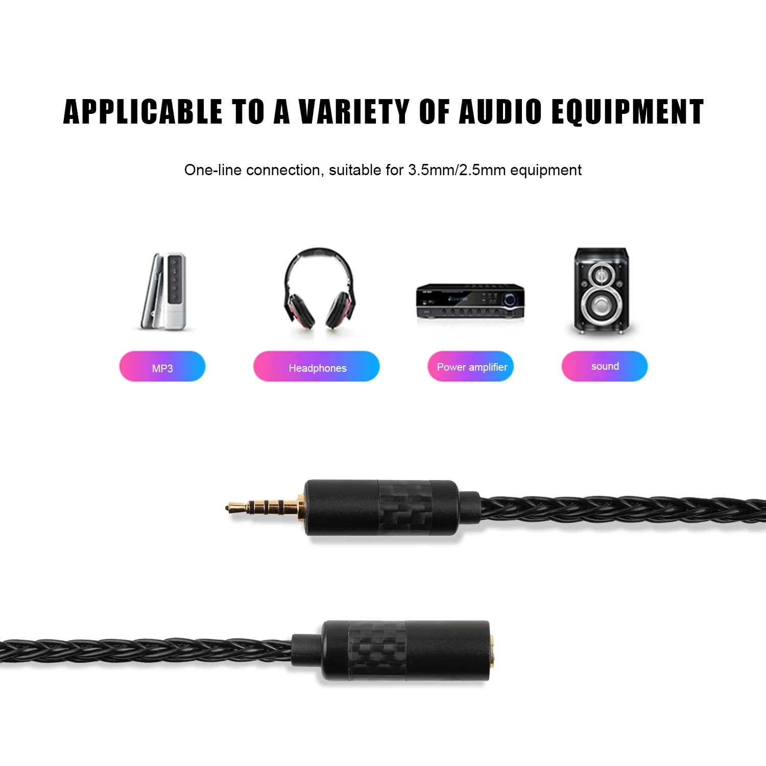 2,5/3,5/4,4 mm Kopfhörer-Verlängerungskabel, symmetrischer Audio-Adapter, Kopfhörer-Konvertierungskabel, Adapterkabel, passend für die meisten Audiogeräte – Detail 2