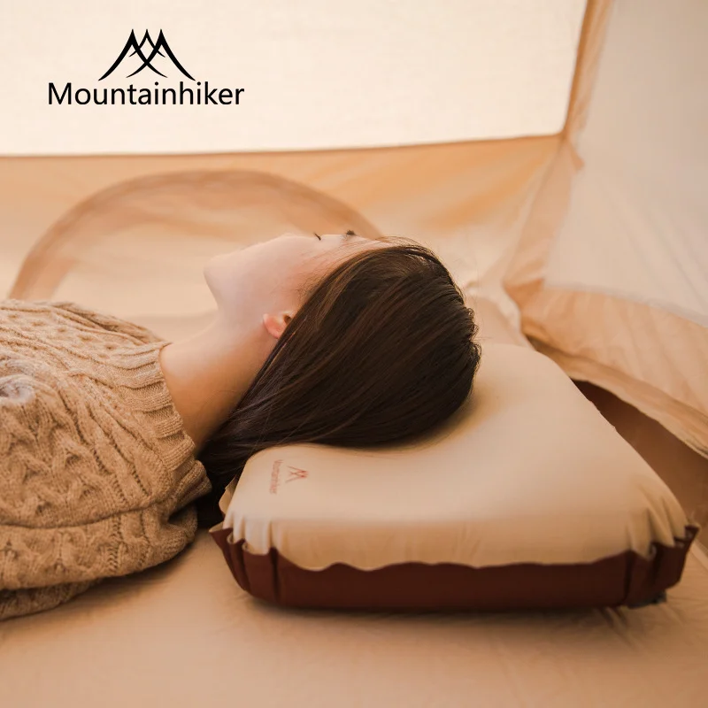 MOUNTAINHIKER Camping Pillow Portable Self Inflating Sleeping Pillow Ultralight Sponge Compact Pillow Outdoor Travel Neck Pillow