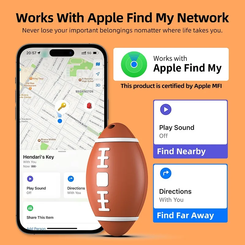 1-piece key finder, Bluetooth tracker paired with Apple Find My (iOS only),  waterproof key location tracker, luggage tracker