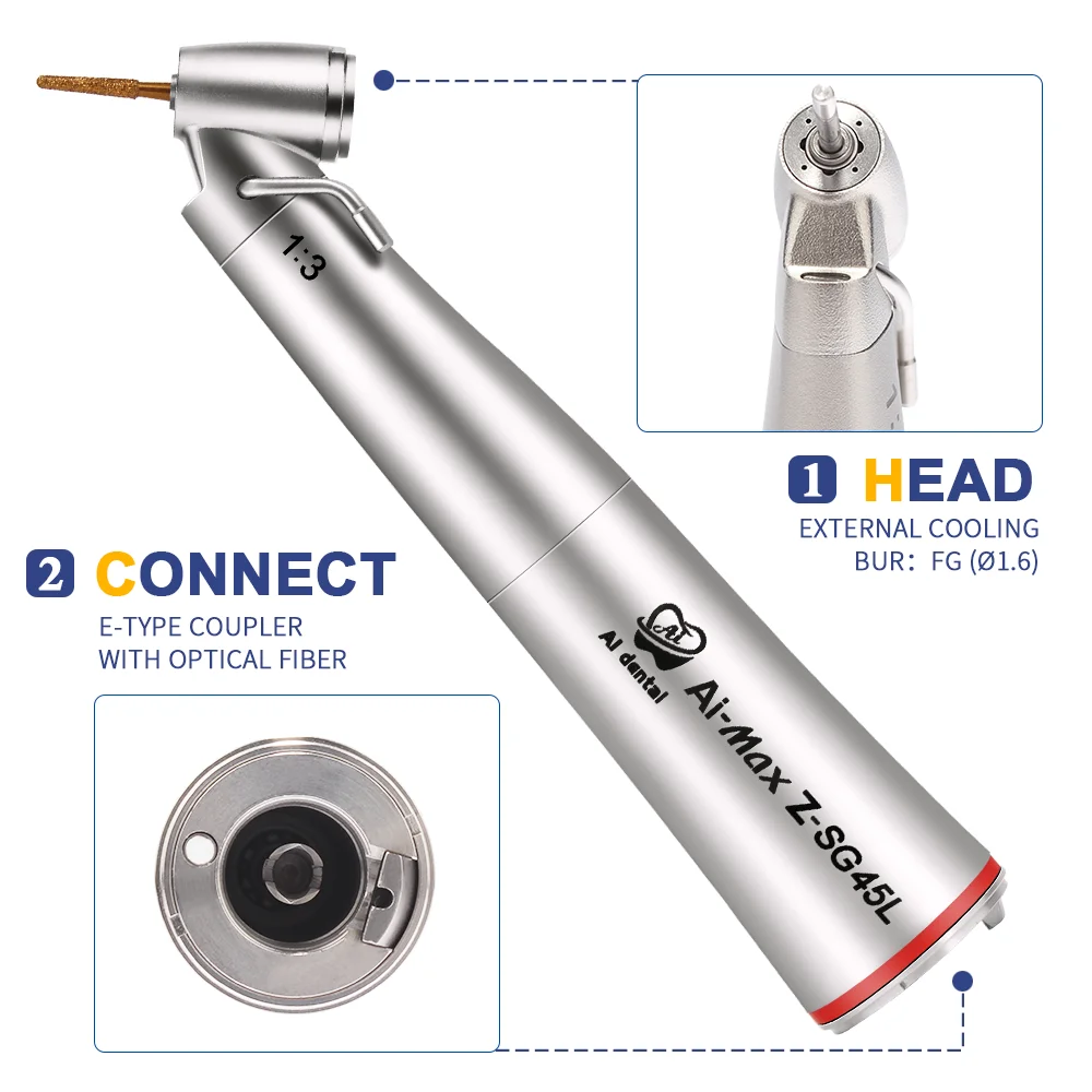 Dental ​Implant ​Handpiece ​Contra Angle 1:1/1:5/20:1 Low Speed Fiber Optic External Water For Surgery Electirc Implant Motor