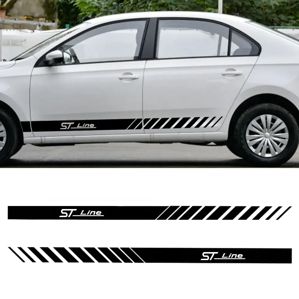 

2PCS Car Door Side Skirt Stickers Decals For Ford ST STLINE Modified Decoration