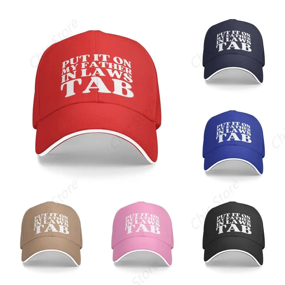 Put It On My Father in Laws Tab Hat Men Women Trucker Hat Gift Baseball Cap Funny Casquette for Casual Daily GYM Headwear