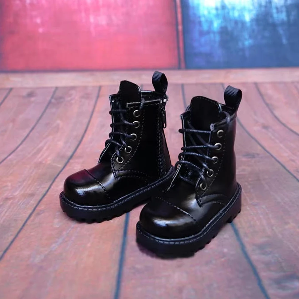 D01-P039 children handmade toy 1/3 1/4 uncle Doll shoes BJD/SD doll black leather Strap ankle boots shoes 1 pair