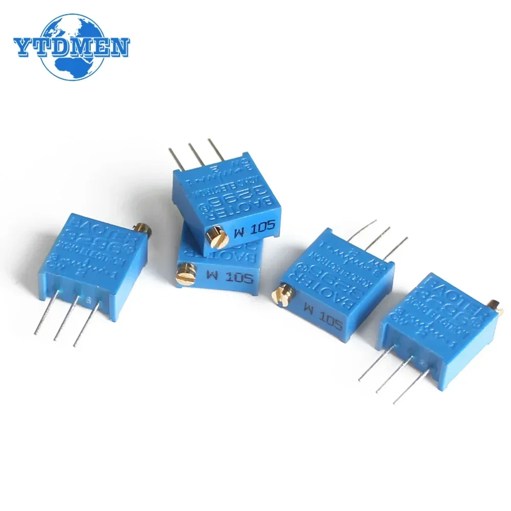10PCS 3296W Trimmer Potentiometer 100R 500R 1K 2K 5K 10K 20K  50K 100K 200K 500K 1M 3296 Potentiometers Variable Resistor Kit