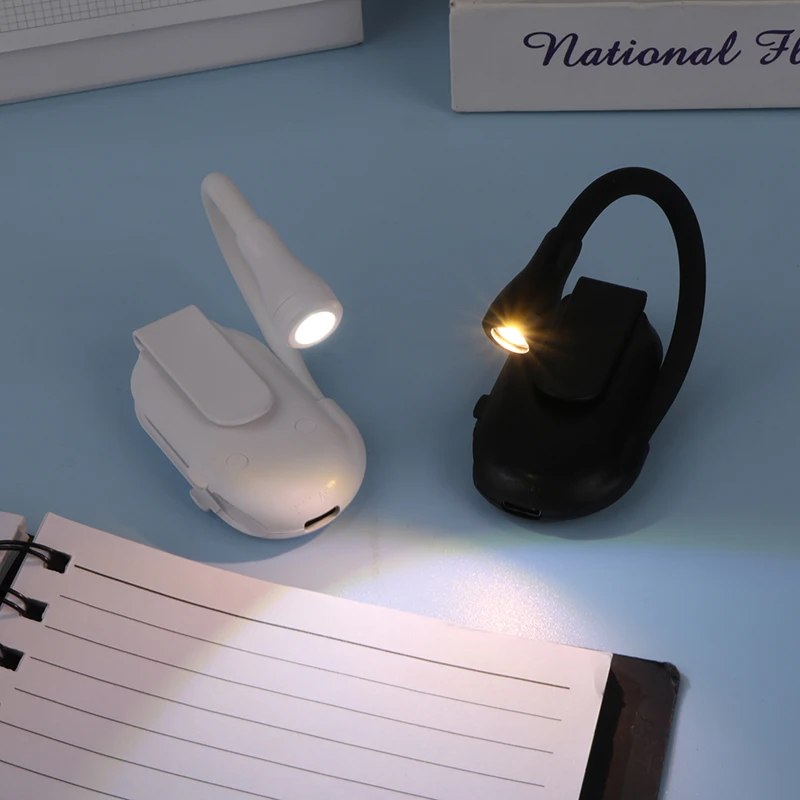 

Mini LED Eye Protection Book Night Light Adjustable Clip 360° Flip Study Lamp Rechargeable 3 Color For Travel Bedroom Reading