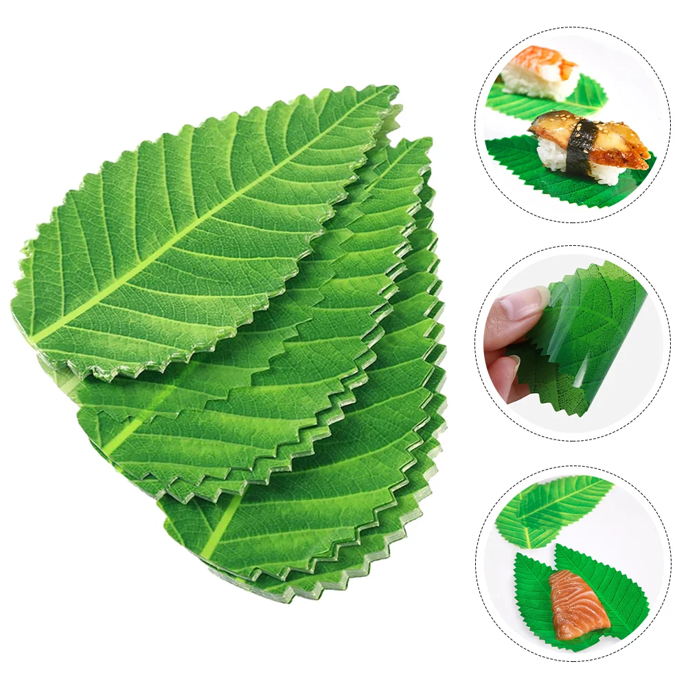 

200 Pcs Artificial Sushi Leaf Plates Plastic Leaves Decor Decorations Grass Banquet