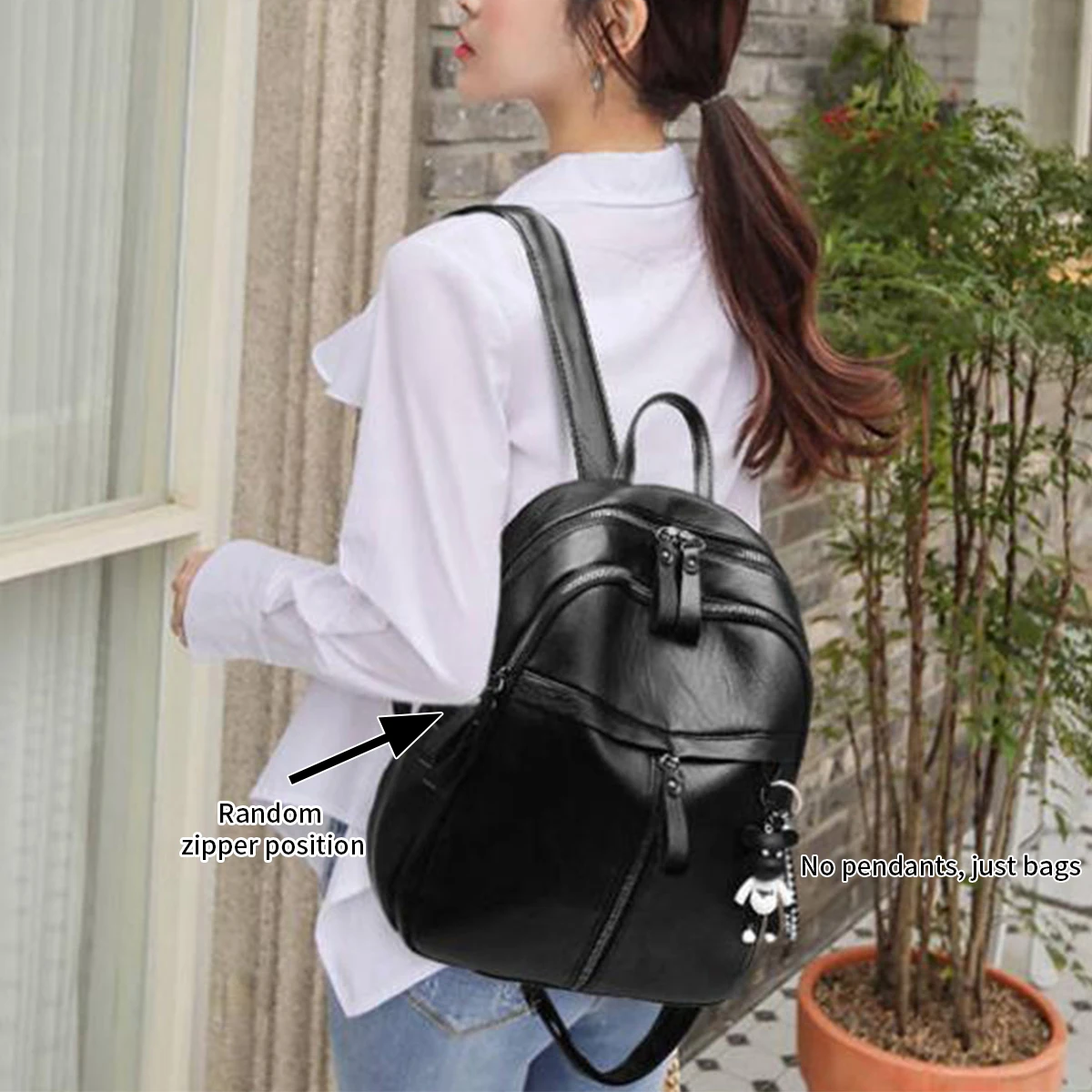 1PC Korean version of large capacity student schoolbag PU backpack female trend solid color women soft leather backpack