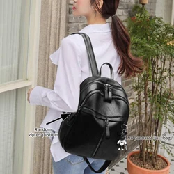 1PC Korean version of large capacity student schoolbag PU backpack female trend solid color women soft leather backpack