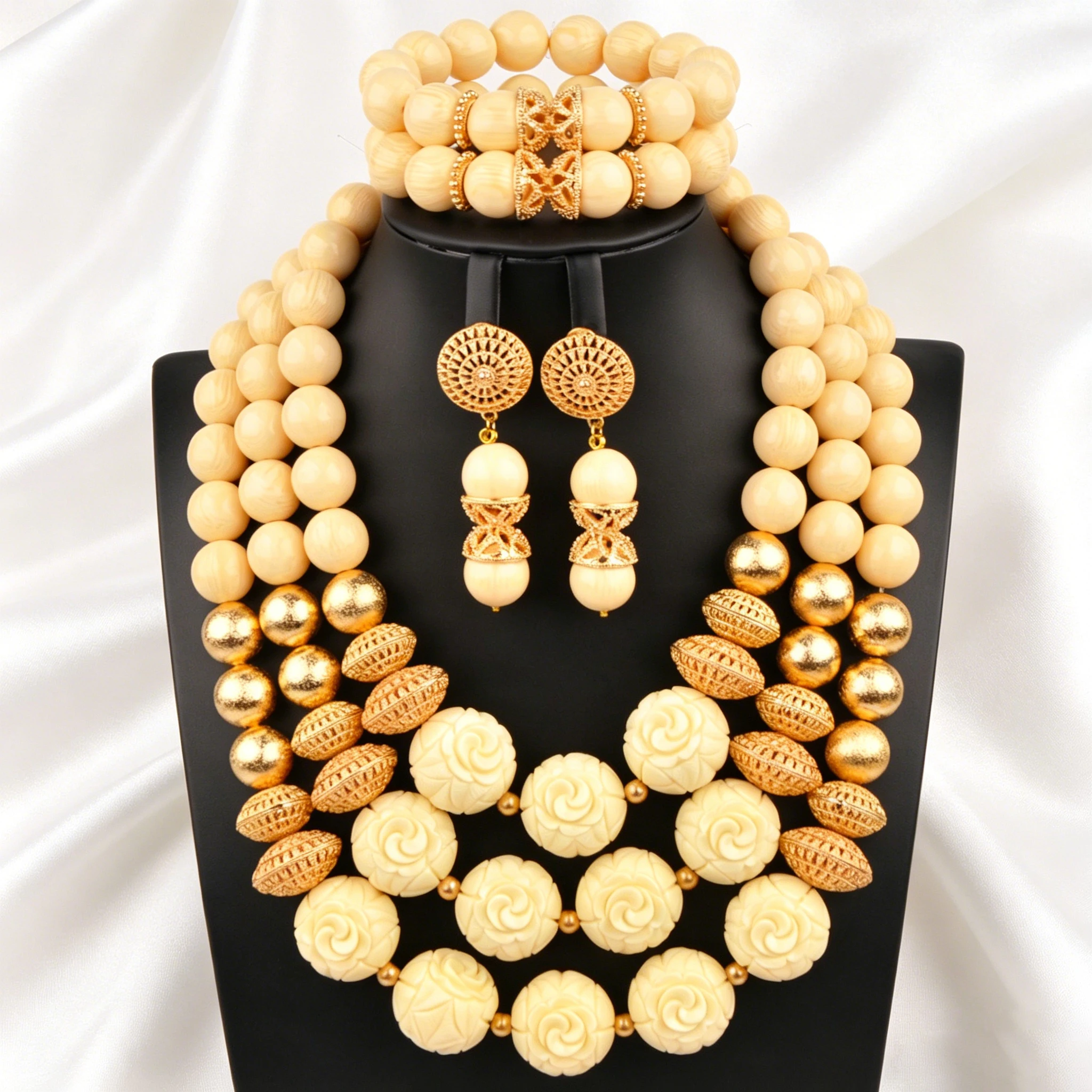 Fshion African Coral Beads Jewelry Set, Nigerian Bridal Wedding Necklace Earrings Bracelet Set for Traditional Marriage