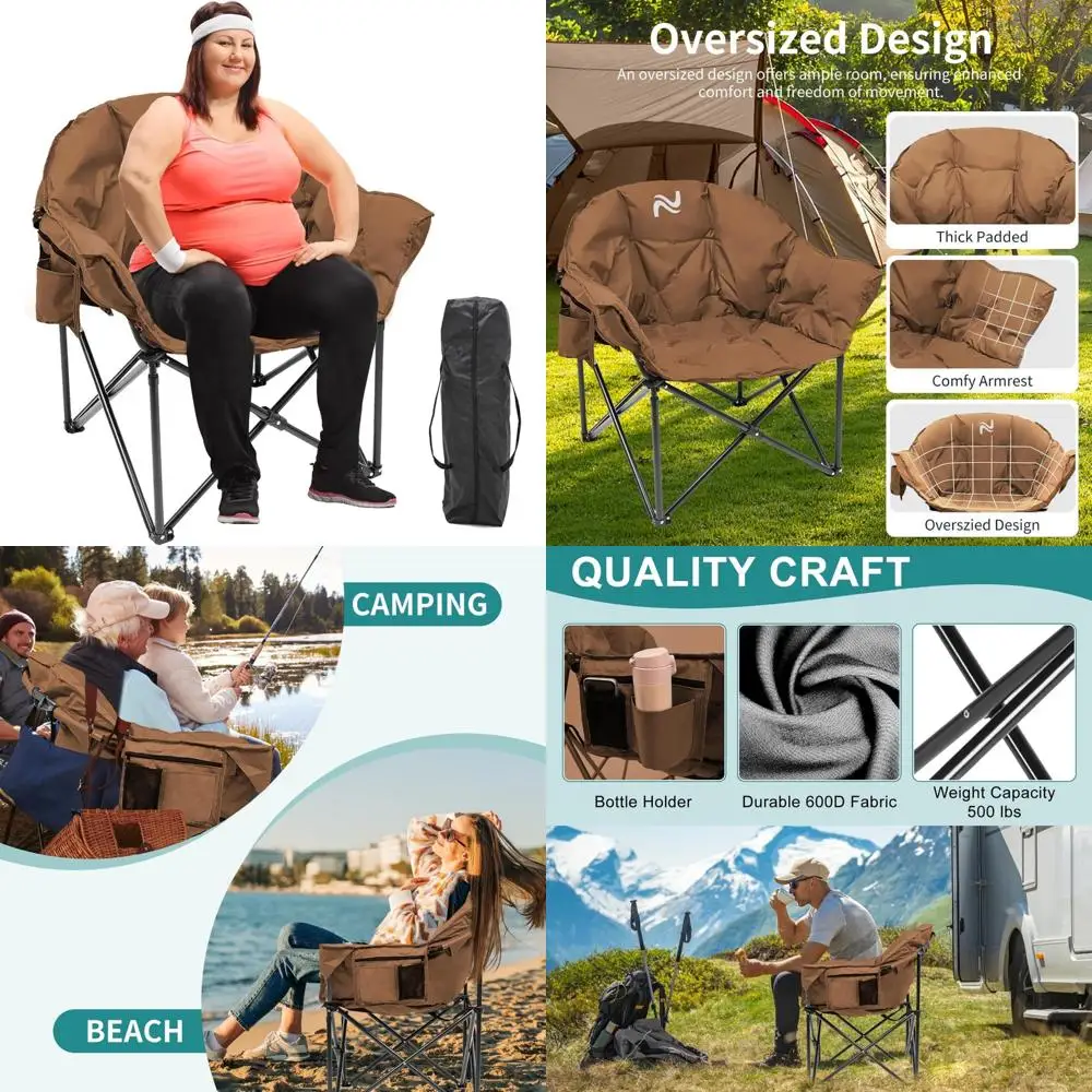 

Oversized Portable Outdoor Heated Folding Chair - Heavy Duty 500 lbs Support, Padded Seat for Camping and Outdoor Activities