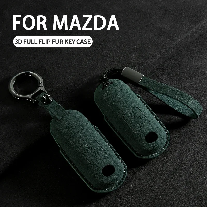 

2/3 Buttons Car Remote Key Case Cover Shell For Mazda 2 3 6 Axela Atenza CX-5 CX5 CX-3 CX-7 CX8 CX-9 Suede Car Keyring