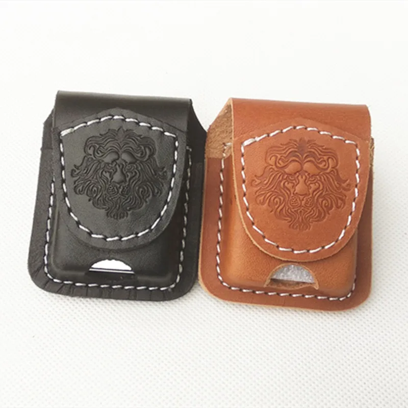 Genuine Leather Lighter Case Cowhide Custom Protective Sleeve Lighter Storage Holster Belt Bag Handmade for Zipp Lighter Case