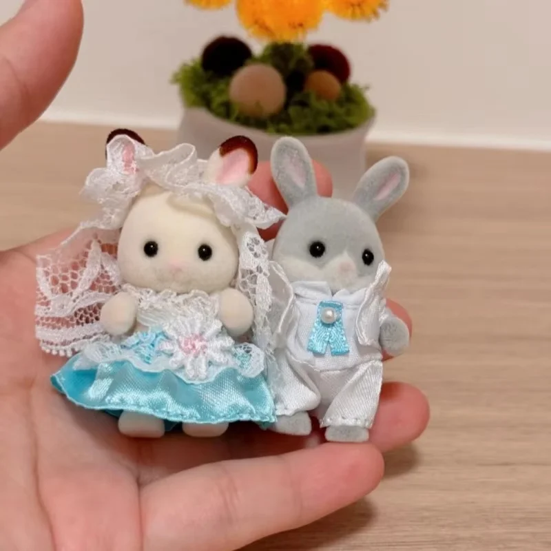 シルバニアファミリー結婚式ウサギシリーズチョコレートゴールデンウェディングフラワーガールアニメフィギュア Pvc 子供ままごとおもちゃギフト
