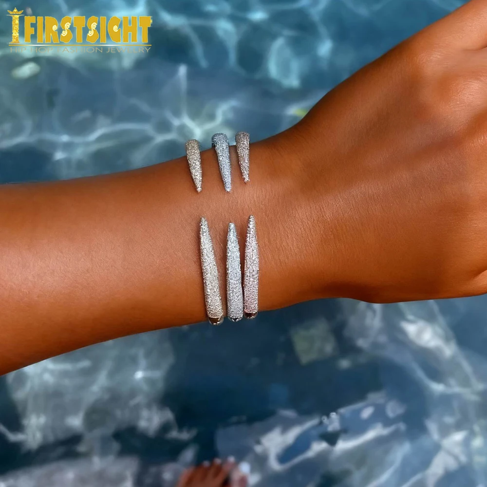 Vereist bling minimalist ischen Manschette Spike offen angepasst Armreif Gold Silber Farbe einfache trend ige Armband Mode für Frauen Schmuck
