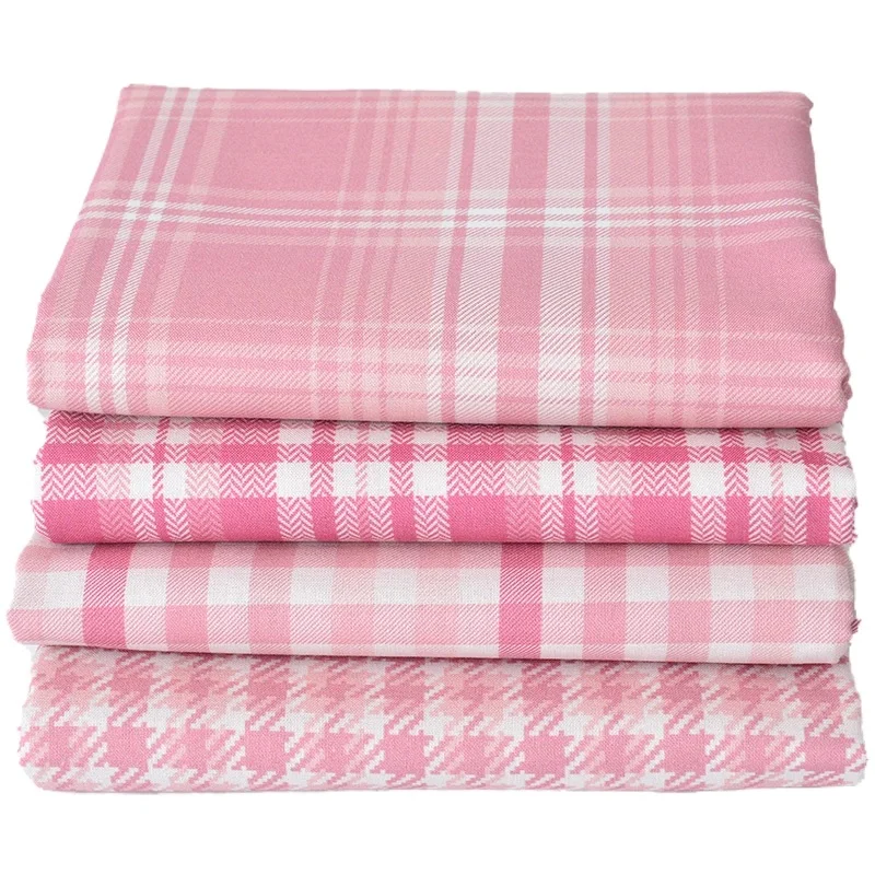 100% Cotton Fabric Handmade Clothing Home Sheet JK Fabric Pink Plaid Cotton For Sewing Dress 50x145cm