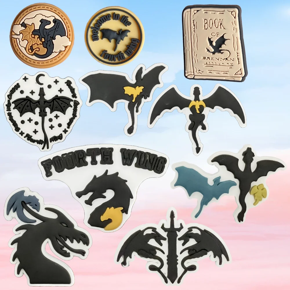 

3/10PCS PVC Black Dragon Shoe Charms Accessories Buckle Fit Wristbands Shoe Charms Decoration