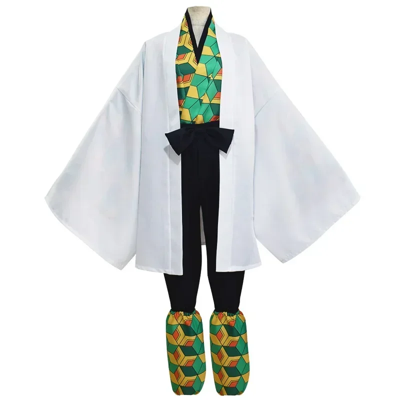 Sabito Cosplay Costume Kids Men Kimono Outfit Halloween Party Costume Wig Mask Tattoo Stickers Set