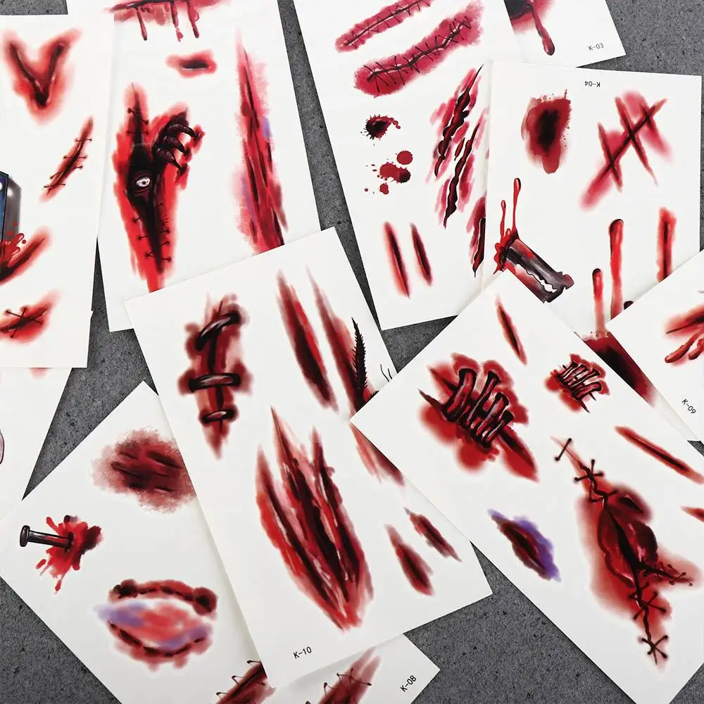 Men Halloween Scar Spider Design Waterproof Temporary Tattoos Tattoo Stickers Face Patch Body Art Stickers
