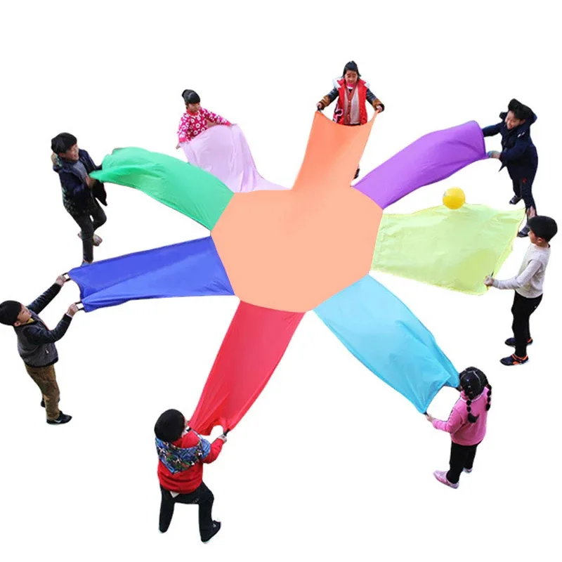 Octagonal Rainbow Parachute Outdoor Multi Person Collaboration Children's Toys Physical Training Sports Games Tent Toy Umbrella