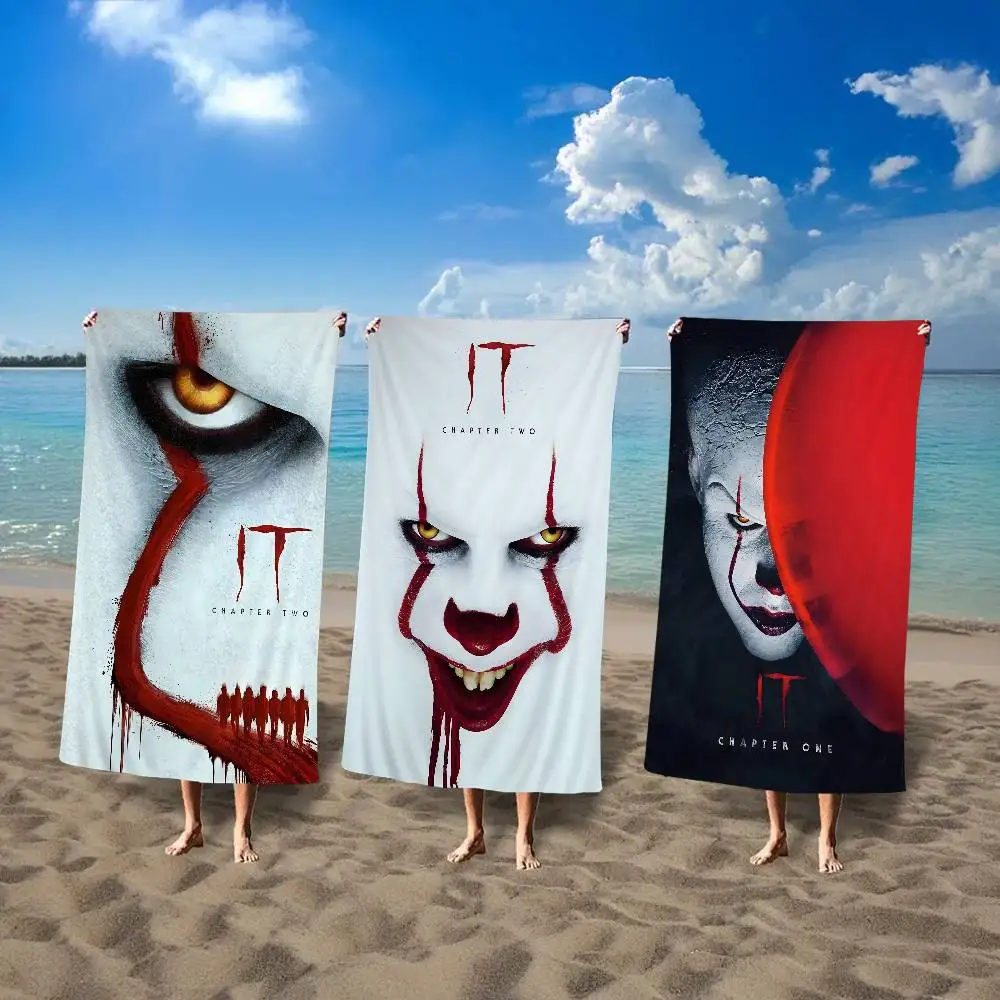 Movie I-It P-Pennywise Clown Vintage Classic Beach Towel Colorful Bath Towels for Girl Microfiber Quick Dry Custom Spa Gym Pool