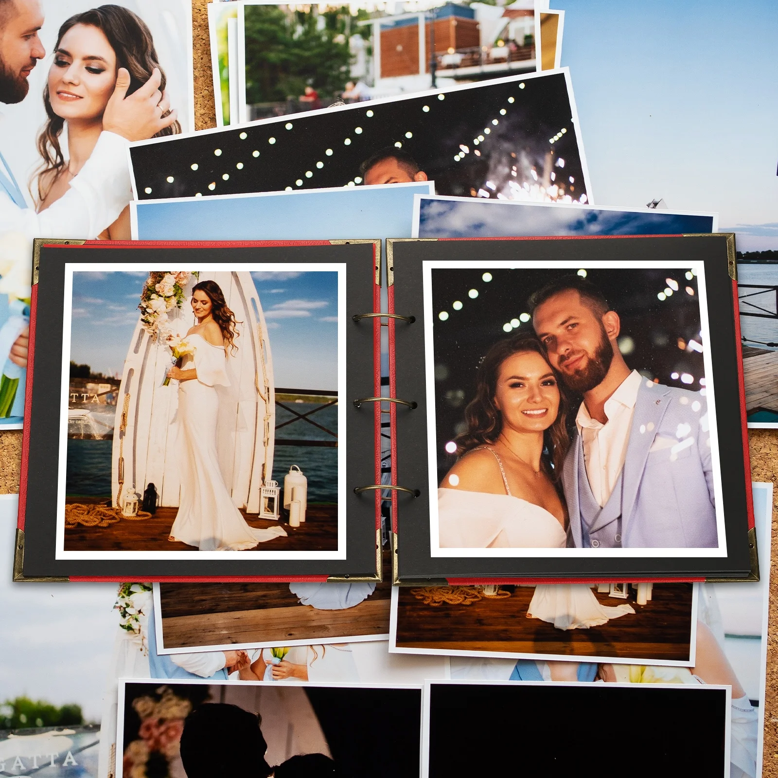 1 مجموعة أغطية جلد غلاف فني سجل القصاصات DIY ألبوم صور سكرابوكينغ لوازم مع ملصق واقيات الزوايا لكتاب الذاكرة هدية