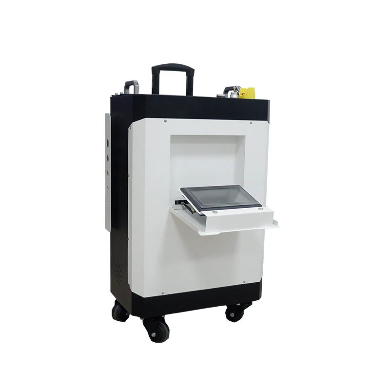 mobile professional luggage laser clean machines to continuous impulsion 300w to remove oil rust and paint laser oxide cleaner