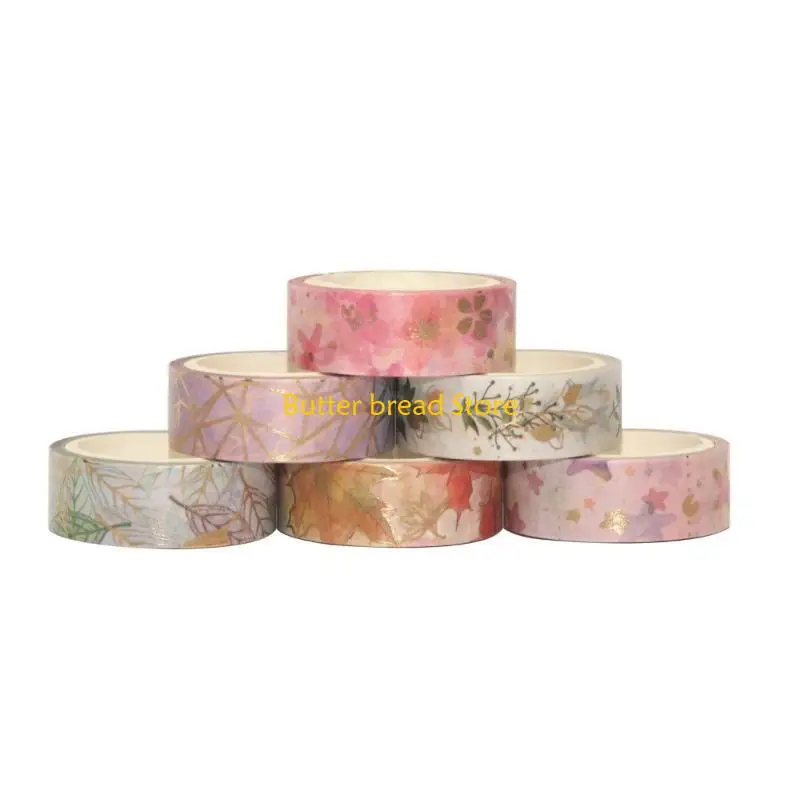 W89C 6 Rolls Artists Tape Flowers Washis Tape Hand Account Tape voor scrapbooking